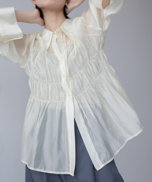 VACANCY(ヴァカンシー)の「シャーリングシアーシャツ(シャツ/ブラウス・レディース・イエロー/ブルー・FREE)」の12枚目の写真