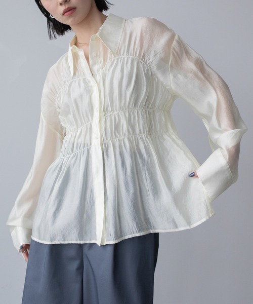 VACANCY(ヴァカンシー)の「シャーリングシアーシャツ(シャツ/ブラウス・レディース・イエロー/ブルー・FREE)」の15枚目の写真