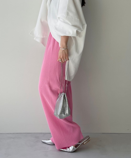 daily daily super stretch pleats wide pants / デイリー