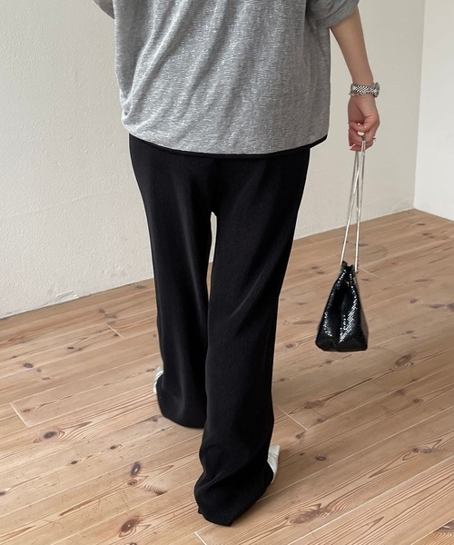 wee9s（ウィークス）の「【セルフカット可能】daily daily super stretch pleats wide pants / デイリーデイリースーパーストレッチプリーツワイドパンツ（スウェットパンツ・レディース・ブラック/チェリーレッド/ブルー/オフホワイト/ネイビー/ピンク・FREE）」の15枚目の写真