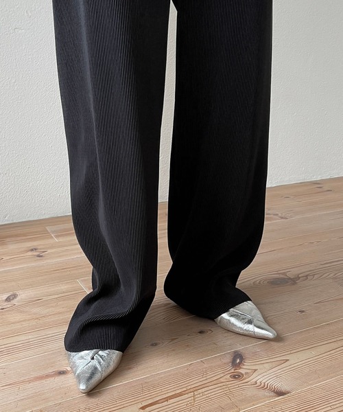 wee9s（ウィークス）の「【セルフカット可能】daily daily super stretch pleats wide pants / デイリーデイリースーパーストレッチプリーツワイドパンツ（スウェットパンツ・レディース・ブラック/チェリーレッド/ブルー/オフホワイト/ネイビー/ピンク・FREE）」の9枚目の写真