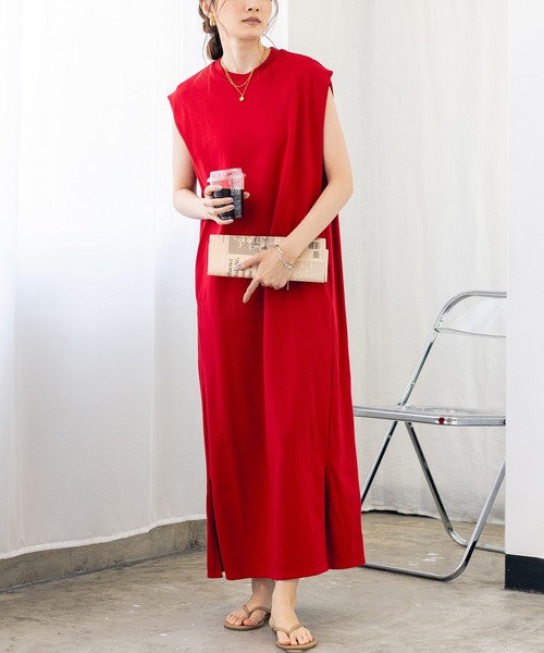 hunch（ハンチ）の「ノースリーブワンピース（ワンピース・レディース・ベージュ/レッド/ブラック・FREE）」の3枚目の写真