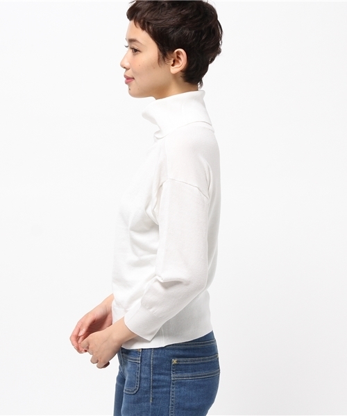 Heather（ヘザー）の「ハイゲージオフタートル7分袖　567931（ニット/セーター・レディース・オフホワイト/ライトピンク/ネイビー・FREE）」の5枚目の写真