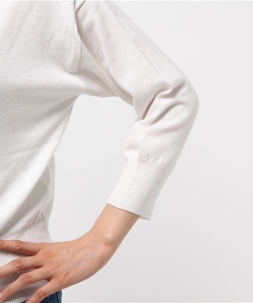 Heather（ヘザー）の「ハイゲージオフタートル7分袖　567931（ニット/セーター・レディース・オフホワイト/ライトピンク/ネイビー・FREE）」の8枚目の写真