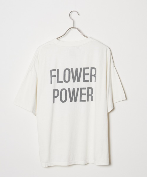 REMI RELIEF(レミレリーフ)の「REMI RELIEF/レミレリーフ HARD SP加工20/-天竺BIGサイズT(FLOWER POWER) Tシャツ(Tシャツ/カットソー・メンズ・カーキ/オフホワイト/ブラウン・L/XL/M)」の2枚目の写真