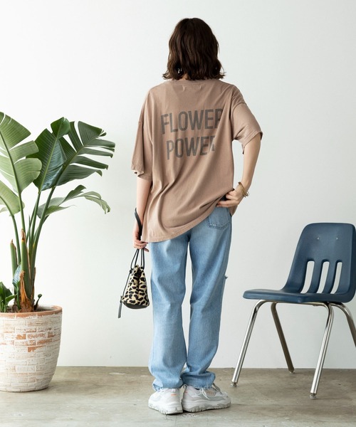REMI RELIEF(レミレリーフ)の「REMI RELIEF/レミレリーフ HARD SP加工20/-天竺BIGサイズT(FLOWER POWER) Tシャツ(Tシャツ/カットソー・メンズ・カーキ/オフホワイト/ブラウン・L/XL/M)」の16枚目の写真