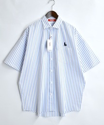 Healthknit Product | 別注【Healthknit Product】one point stitch broadcloth shirt/ワンポイント刺繍 ブロードクロス レギュラーカラー 半袖シャツ 無地/ストライプ(シャツ/ブラウス)