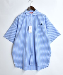 別注【Healthknit Product】one point stitch broadcloth shirt/ワンポイント刺繍 ブロードクロス レギュラーカラー 半袖シャツ 無地/ストライプ