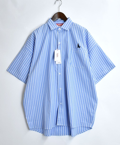 Healthknit Product(ヘルスニットプロダクト)の「別注【Healthknit Product】one point stitch broadcloth shirt/ワンポイント刺繍 ブロードクロス レギュラーカラー 半袖シャツ 無地/ストライプ(シャツ/ブラウス・メンズ・ブラック/グレイッシュブルー/ブラック系その他/ホワイト/グリーン/ホワイト系その他/ブルー系その他/グリーン系その他/グレー/イエロー・M/L/XL)」の8枚目の写真