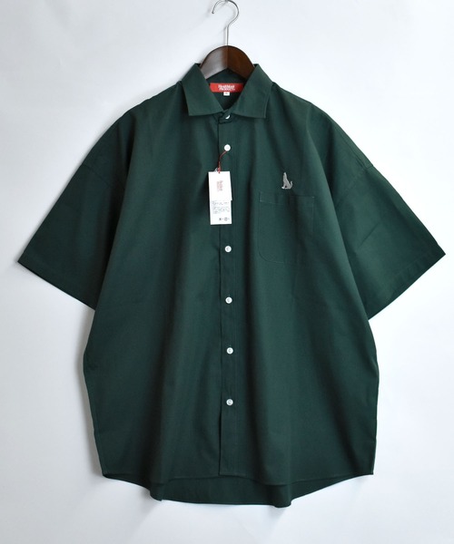 Healthknit Product(ヘルスニットプロダクト)の「別注【Healthknit Product】one point stitch broadcloth shirt/ワンポイント刺繍 ブロードクロス レギュラーカラー 半袖シャツ 無地/ストライプ(シャツ/ブラウス・メンズ・ブラック/グレイッシュブルー/ブラック系その他/ホワイト/グリーン/ホワイト系その他/ブルー系その他/グリーン系その他/グレー/イエロー・M/L/XL)」の6枚目の写真