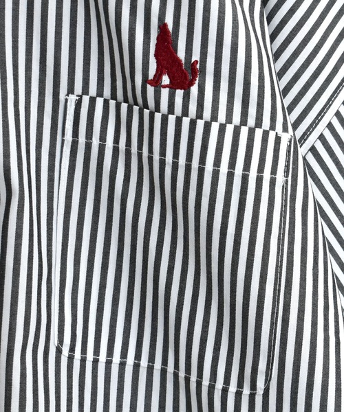 Healthknit Product(ヘルスニットプロダクト)の「別注【Healthknit Product】one point stitch broadcloth shirt/ワンポイント刺繍 ブロードクロス レギュラーカラー 半袖シャツ 無地/ストライプ(シャツ/ブラウス・メンズ・ブラック/グレイッシュブルー/ブラック系その他/ホワイト/グリーン/ホワイト系その他/ブルー系その他/グリーン系その他/グレー/イエロー・M/L/XL)」の15枚目の写真