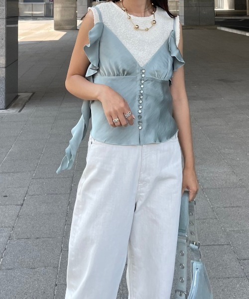 y/m(イム)の「シャーリングビスチェノースリトップスSET(ベスト・レディース・ブラック/アイボリー・FREE)」の17枚目の写真