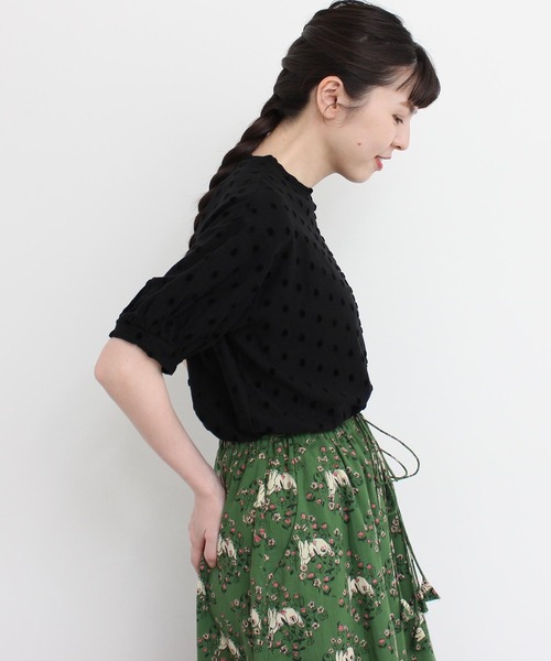 l'atelier du savon（アトリエドサボン）の「C/ベロアドット　Tシャツ（Tシャツ/カットソー・レディース・オフホワイト/ブラック・FREE）」の17枚目の写真