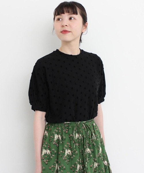 l'atelier du savon（アトリエドサボン）の「C/ベロアドット　Tシャツ（Tシャツ/カットソー・レディース・オフホワイト/ブラック・FREE）」の19枚目の写真