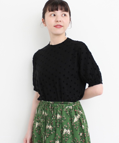 l'atelier du savon（アトリエドサボン）の「C/ベロアドット　Tシャツ（Tシャツ/カットソー・レディース・オフホワイト/ブラック・FREE）」の16枚目の写真