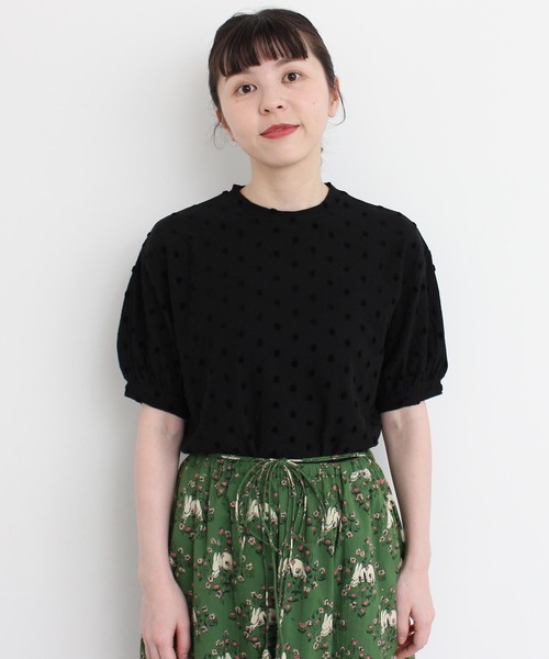 l'atelier du savon（アトリエドサボン）の「C/ベロアドット　Tシャツ（Tシャツ/カットソー・レディース・オフホワイト/ブラック・FREE）」の12枚目の写真