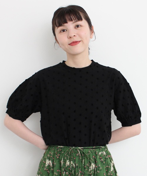 l'atelier du savon（アトリエドサボン）の「C/ベロアドット　Tシャツ（Tシャツ/カットソー・レディース・オフホワイト/ブラック・FREE）」の13枚目の写真