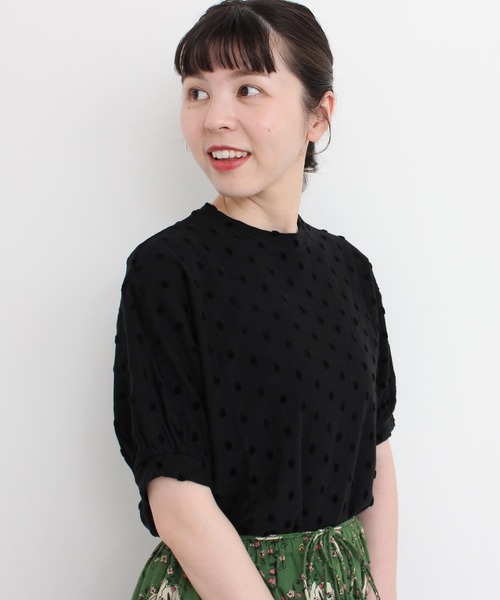 l'atelier du savon（アトリエドサボン）の「C/ベロアドット　Tシャツ（Tシャツ/カットソー・レディース・オフホワイト/ブラック・FREE）」の14枚目の写真