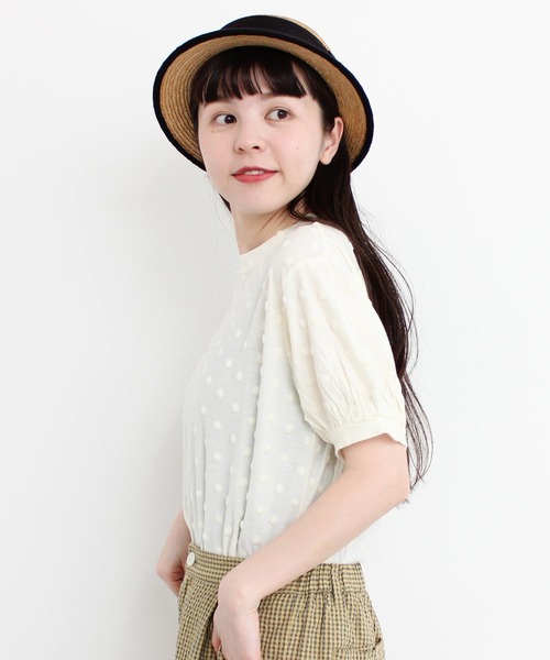l'atelier du savon（アトリエドサボン）の「C/ベロアドット　Tシャツ（Tシャツ/カットソー・レディース・オフホワイト/ブラック・FREE）」の8枚目の写真