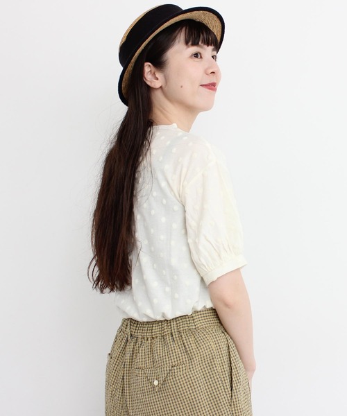 l'atelier du savon（アトリエドサボン）の「C/ベロアドット　Tシャツ（Tシャツ/カットソー・レディース・オフホワイト/ブラック・FREE）」の10枚目の写真