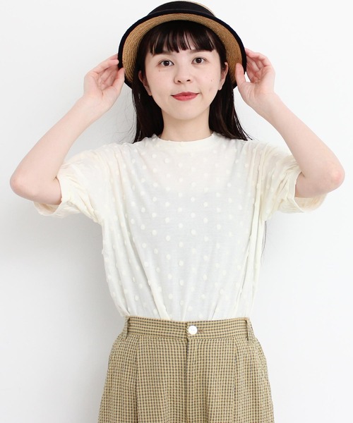 l'atelier du savon（アトリエドサボン）の「C/ベロアドット　Tシャツ（Tシャツ/カットソー・レディース・オフホワイト/ブラック・FREE）」の9枚目の写真