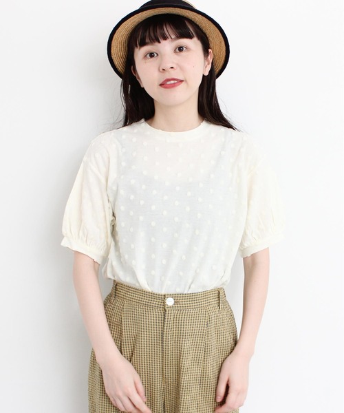 l'atelier du savon（アトリエドサボン）の「C/ベロアドット　Tシャツ（Tシャツ/カットソー・レディース・オフホワイト/ブラック・FREE）」の5枚目の写真