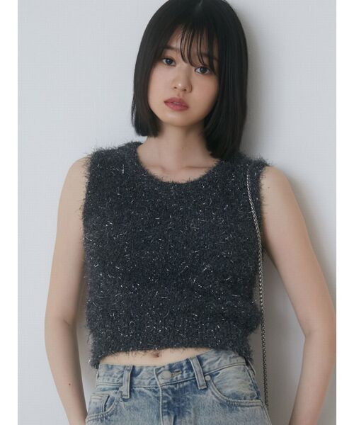 EMODA（エモダ）の「フラッフィーニットタンクトップ（タンクトップ・レディース・アイボリー/ライム/グレー/ブラック・FREE）」の18枚目の写真