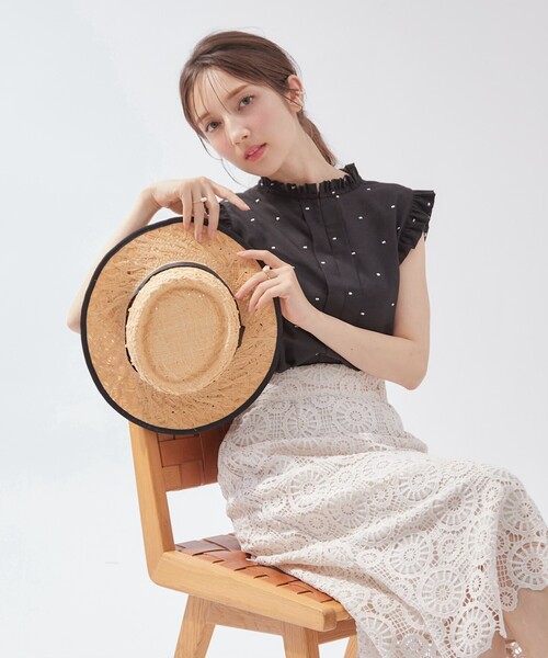 couture brooch（クチュールブローチ）の「◆【軽やかで上品なひざ下丈】ケミカルレーススカート（スカート・レディース・ブラック/オフホワイト・42/40/38）」の22枚目の写真