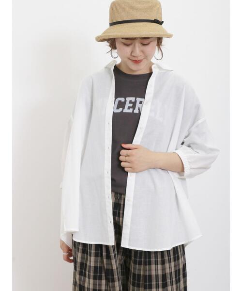 Samansa Mos2（サマンサ モスモス）の「【UVカット】ロゴプリントTシャツ（Tシャツ/カットソー・レディース・キナリ/オフホワイト/チャコールグレー/ブラウン・F）」の6枚目の写真