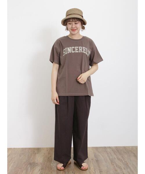 Samansa Mos2（サマンサ モスモス）の「【UVカット】ロゴプリントTシャツ（Tシャツ/カットソー・レディース・キナリ/オフホワイト/チャコールグレー/ブラウン・F）」の8枚目の写真