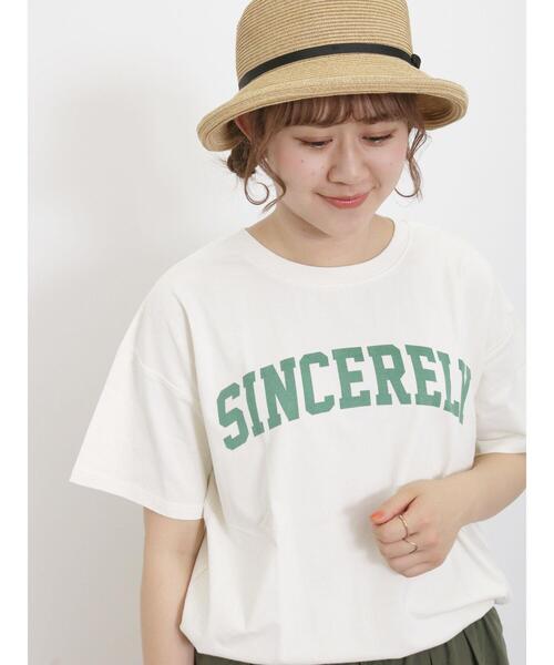 Samansa Mos2（サマンサ モスモス）の「【UVカット】ロゴプリントTシャツ（Tシャツ/カットソー・レディース・キナリ/オフホワイト/チャコールグレー/ブラウン・F）」の10枚目の写真