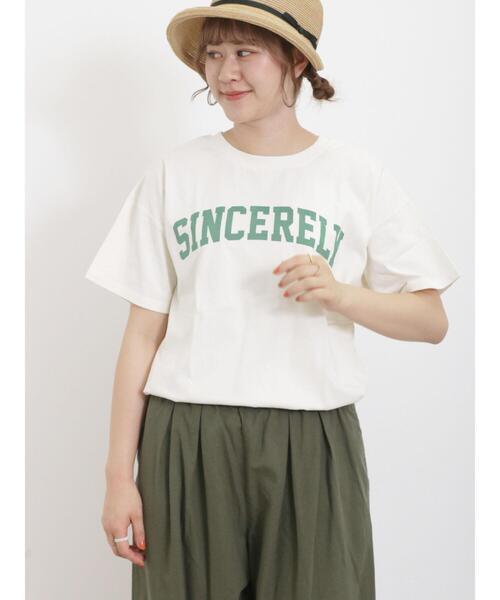 Samansa Mos2（サマンサ モスモス）の「【UVカット】ロゴプリントTシャツ（Tシャツ/カットソー・レディース・キナリ/オフホワイト/チャコールグレー/ブラウン・F）」の11枚目の写真