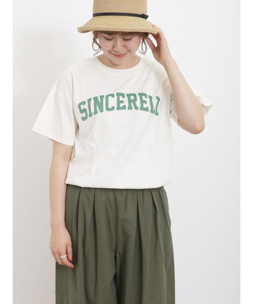 Samansa Mos2（サマンサ モスモス）の「【UVカット】ロゴプリントTシャツ（Tシャツ/カットソー・レディース・キナリ/オフホワイト/チャコールグレー/ブラウン・F）」の12枚目の写真