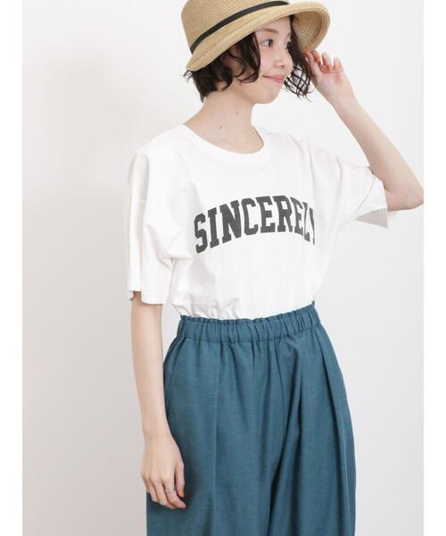 Samansa Mos2（サマンサ モスモス）の「【UVカット】ロゴプリントTシャツ（Tシャツ/カットソー・レディース・キナリ/オフホワイト/チャコールグレー/ブラウン・F）」の18枚目の写真