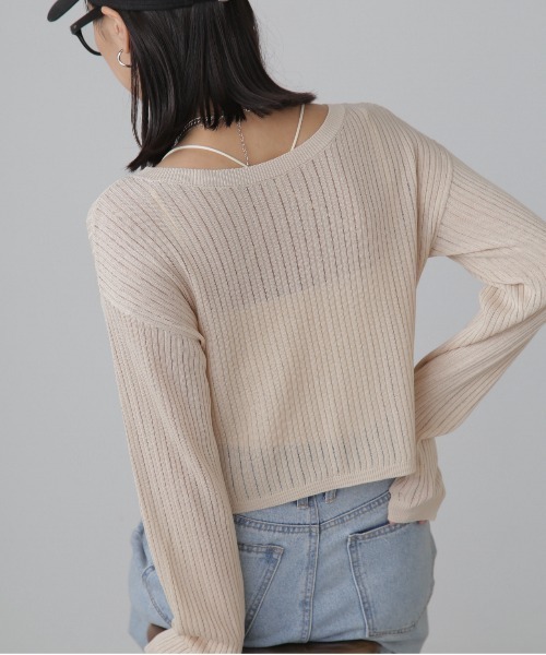 FREE'S MART(フリーズマート)の「◇前後2WAYメッシュニット(カーディガン/ボレロ・レディース・ピンク/ベージュ/ブラック/グレー・FREE)」の9枚目の写真