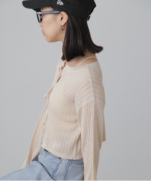 FREE'S MART(フリーズマート)の「◇前後2WAYメッシュニット(カーディガン/ボレロ・レディース・ピンク/ベージュ/ブラック/グレー・FREE)」の10枚目の写真