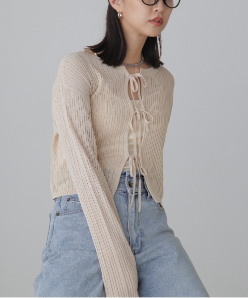 FREE'S MART(フリーズマート)の「◇前後2WAYメッシュニット(カーディガン/ボレロ・レディース・ピンク/ベージュ/ブラック/グレー・FREE)」の11枚目の写真