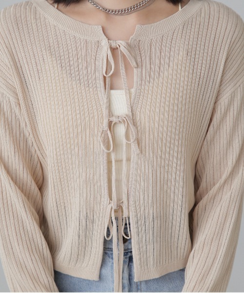 FREE'S MART(フリーズマート)の「◇前後2WAYメッシュニット(カーディガン/ボレロ・レディース・ピンク/ベージュ/ブラック/グレー・FREE)」の12枚目の写真