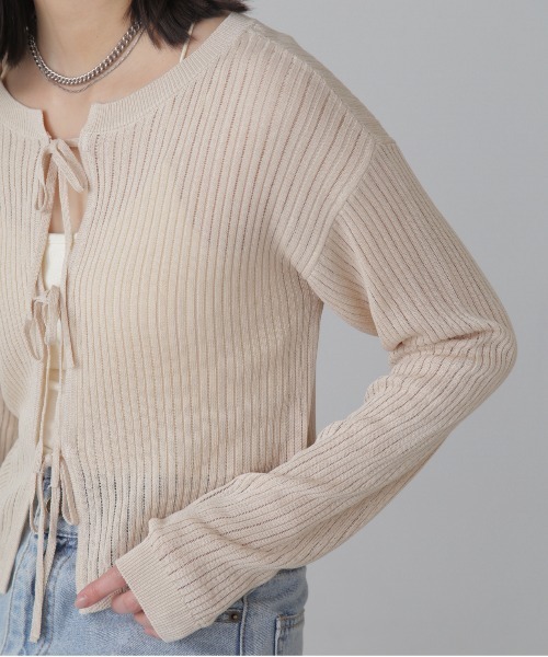 FREE'S MART(フリーズマート)の「◇前後2WAYメッシュニット(カーディガン/ボレロ・レディース・ピンク/ベージュ/ブラック/グレー・FREE)」の13枚目の写真