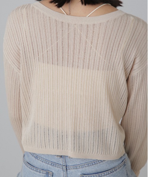 FREE'S MART(フリーズマート)の「◇前後2WAYメッシュニット(カーディガン/ボレロ・レディース・ピンク/ベージュ/ブラック/グレー・FREE)」の14枚目の写真