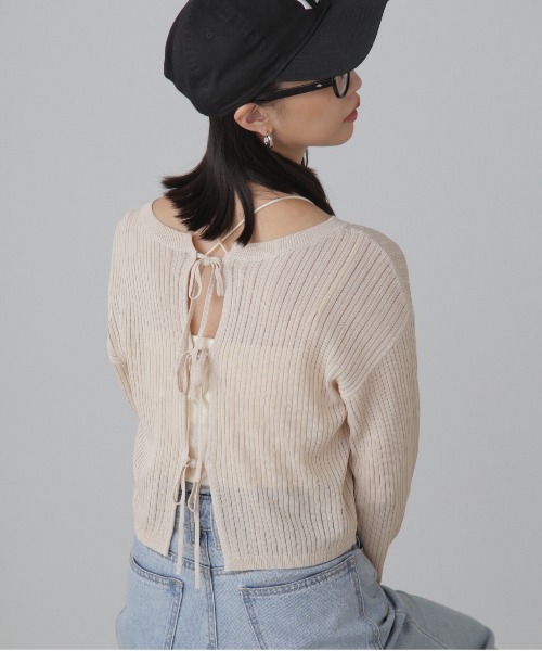 FREE'S MART(フリーズマート)の「◇前後2WAYメッシュニット(カーディガン/ボレロ・レディース・ピンク/ベージュ/ブラック/グレー・FREE)」の5枚目の写真