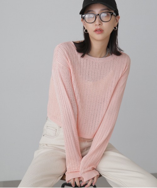 FREE'S MART(フリーズマート)の「◇前後2WAYメッシュニット(カーディガン/ボレロ・レディース・ピンク/ベージュ/ブラック/グレー・FREE)」の18枚目の写真