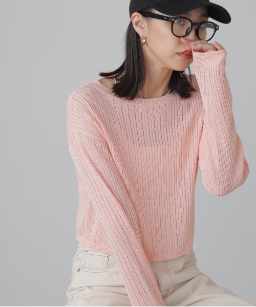 FREE'S MART(フリーズマート)の「◇前後2WAYメッシュニット(カーディガン/ボレロ・レディース・ピンク/ベージュ/ブラック/グレー・FREE)」の19枚目の写真