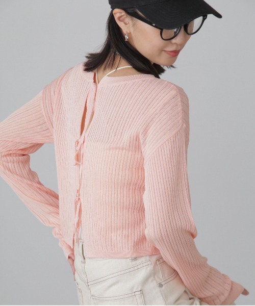 FREE'S MART(フリーズマート)の「◇前後2WAYメッシュニット(カーディガン/ボレロ・レディース・ピンク/ベージュ/ブラック/グレー・FREE)」の20枚目の写真