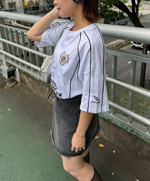 CIAOPANIC(チャオパニック)の「【ユニセックス】パイピングゲームTEE(Tシャツ/カットソー・レディース・ネイビー/ホワイト/レッド/ブラック・FREE)」の18枚目の写真