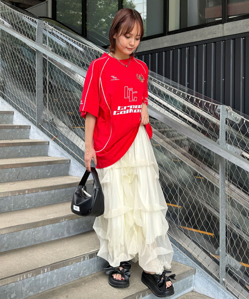 CIAOPANIC(チャオパニック)の「【ユニセックス】パイピングゲームTEE(Tシャツ/カットソー・レディース・ネイビー/ホワイト/レッド/ブラック・FREE)」の14枚目の写真