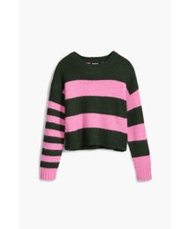 ボーダーブロック クロップドニット