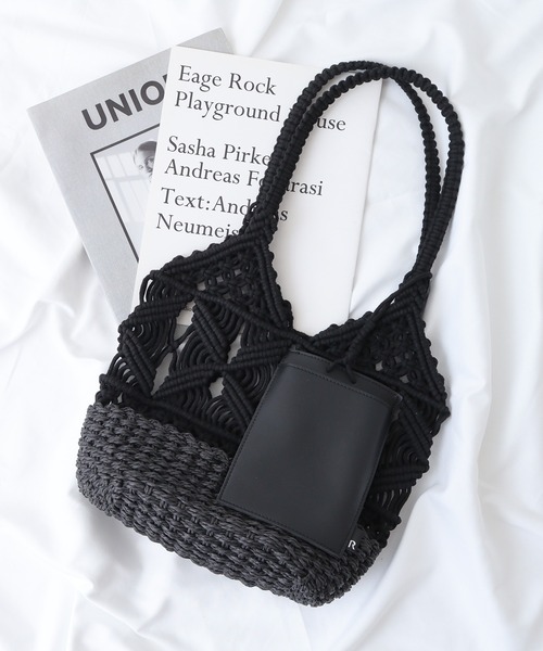 ROOTOTE（ルートート）の「ルートート　マクラメ編みカゴBAG　A（トートバッグ・レディース・グレー/ブラック/ブラウン系・F）」の2枚目の写真