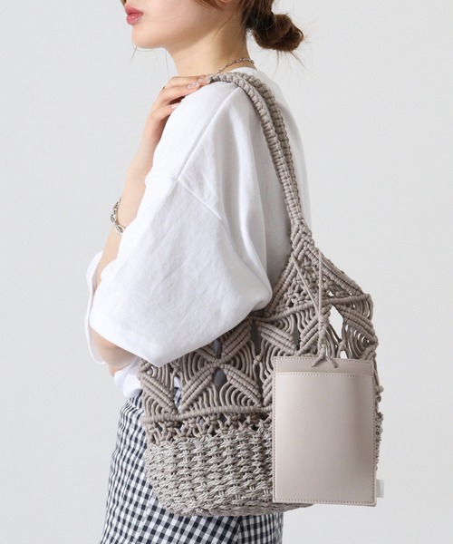ROOTOTE（ルートート）の「ルートート　マクラメ編みカゴBAG　A（トートバッグ・レディース・グレー/ブラック/ブラウン系・F）」の4枚目の写真