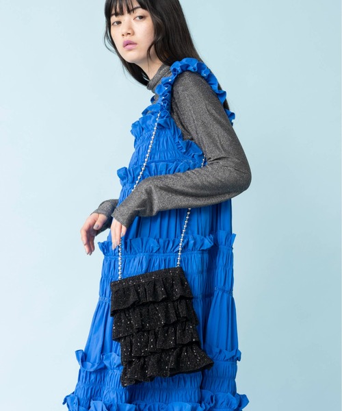 Casselini(キャセリーニ)の「Casselini(キャセリーニ)キラキラプリーツフリルポシェット(ショルダーバッグ・レディース・シルバー/ゴールド/ブラック/マルチ・FREE)」の20枚目の写真